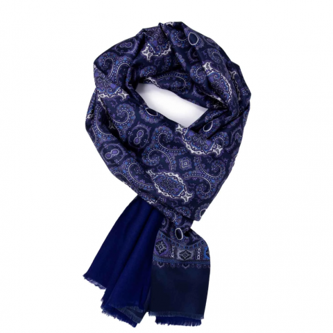 SERA Navy Blue / Dark Purple Cashmere & Silk Scarf