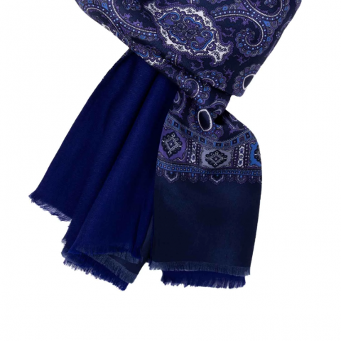 SERA Navy Blue / Dark Purple Cashmere & Silk Scarf