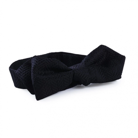 SERA Black Self-Tie Silk pattern pointed tip Bow Tie