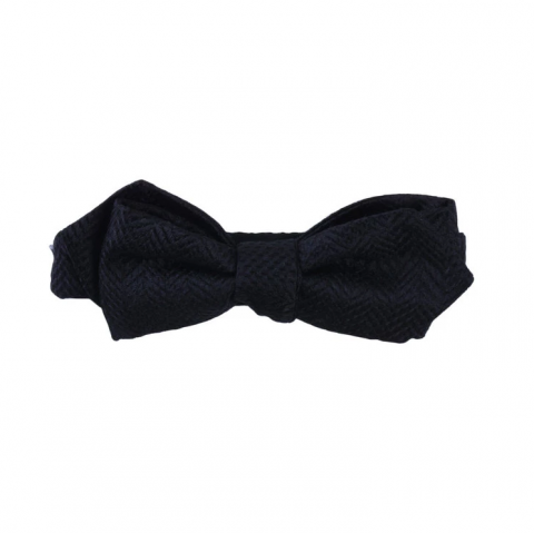 SERA Black Self-Tie Silk pattern pointed tip Bow Tie