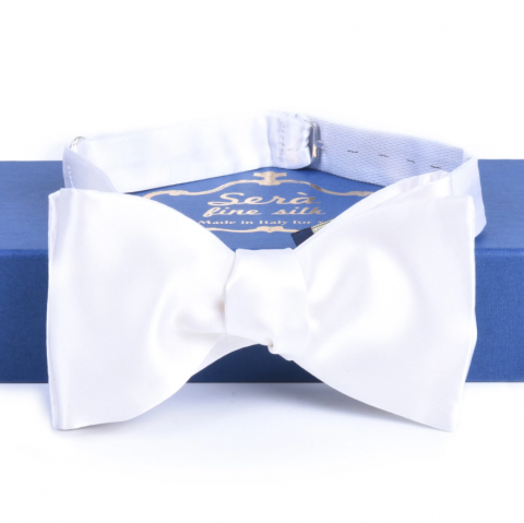 SERA White Self-Tie Silk Satin Bow Tie