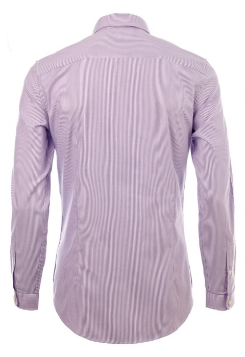 เสื้อเชิ้้ตปกเล็กลายทางสีม่วงอ่อน