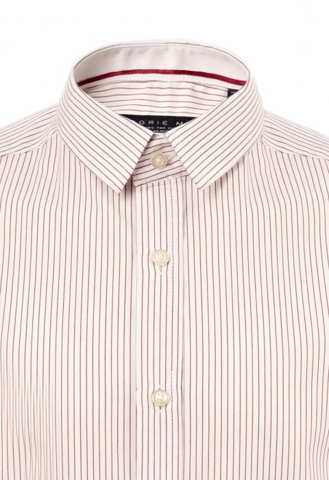 เสื้อเชิ้้ตปกเล็กลายทางสีแดง