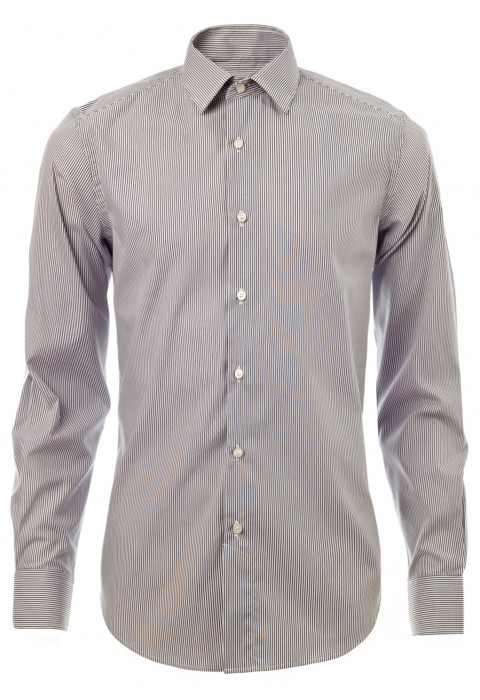 เสื้อเชิ้ตลายทางสีเทาเข้ม