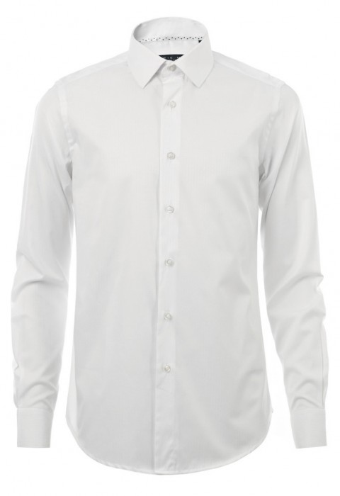 เสื้อเชิ้ตลายก้างปลาสีขาว