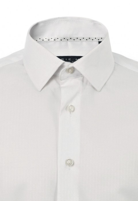 เสื้อเชิ้ตลายก้างปลาสีขาว