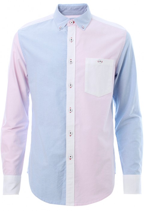 เสื้อเช้ิตสีฟ้าสลับชมพูพาสเทล