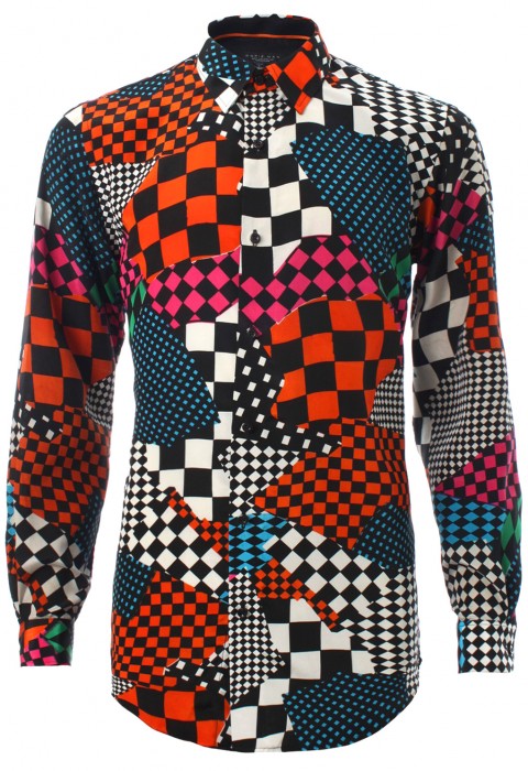 เสื้อเชิ้ตพิมพ์ลายตารางสลับสี