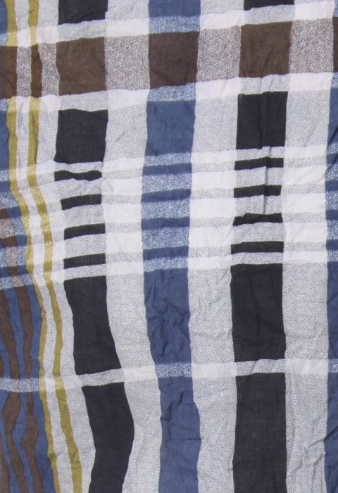 เสื้อเช้ิตแขนสั้นลายตารางสลับสีน้ำเงิน-เหลือง