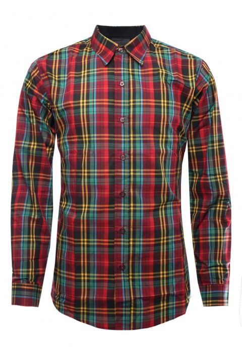 เสื้อเชิ้ตลายตารางสลับสีแดง