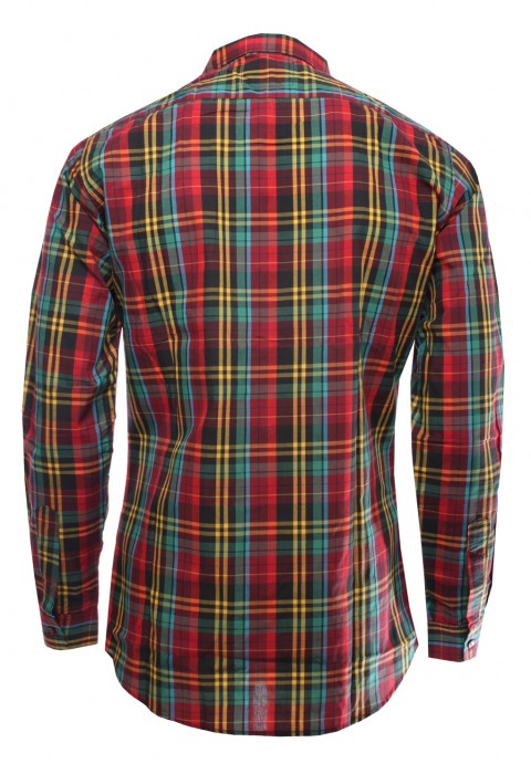 เสื้อเชิ้ตลายตารางสลับสีแดง