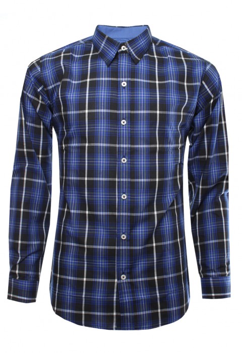 เสื้อเช้ิตลายตารางสีน้ำเงิน