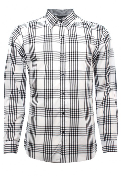 เสื้อเช้ิตลายตารางขาวดำ