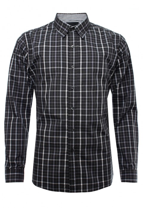 เสื้อเช้ิตแขนยาวลายตารางสีดำ