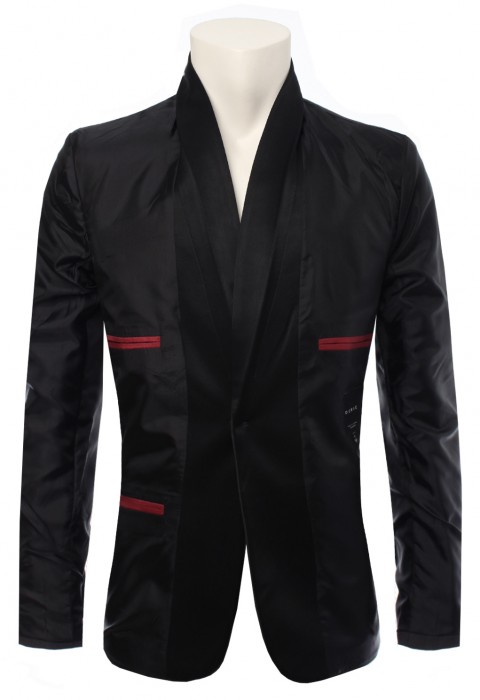 เสื้อสูทสีเทา ปกกล้วยหอมสีดำ