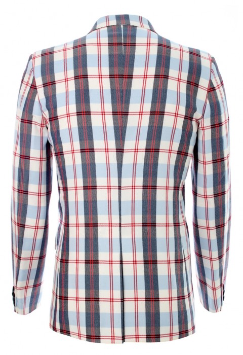 สูทผ้าลายสก็อตแดงน้ำเงิน