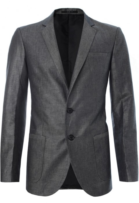 เสื้อแจ็คเก็ตสูทสีเทาซับในดำ