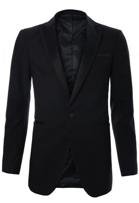 เสื้อสูทสีดำตัดต่อผ้าซาติน