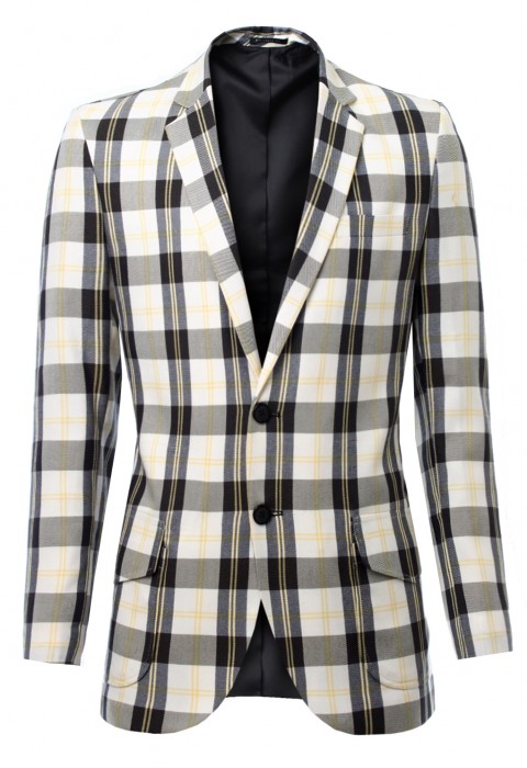 เสื้อสูทผ้าลายตาราง เหลือง