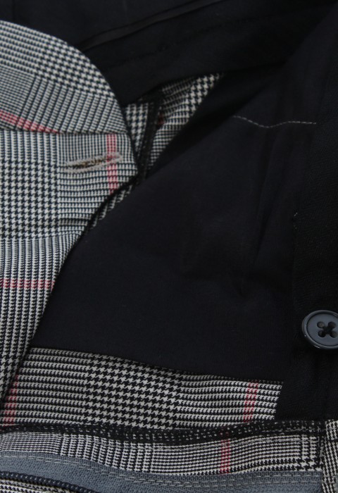 กางเกงขายาว ลายตารางสีชมพู ผ้าวูล 100%