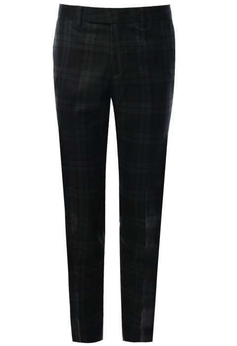 กางเกงสีเทาลายตาราง ผ้าวูล