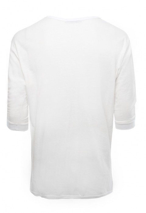 เสื้อคอวีแขนสามส่วนสีขาว