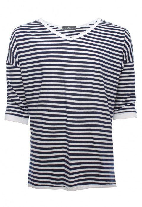 เสื้อแขนสามส่วนลายทาง