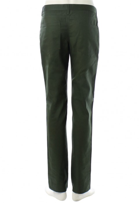 กางเกงสีเขียวขี้ม้ากระเป๋าทรงโค้ง ขากระบอกเล็ก