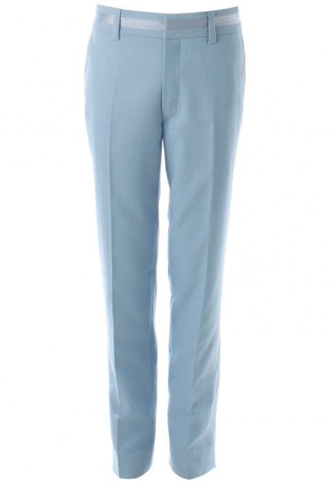 กางเกงสีฟ้าตัดต่อผ้าซาติน