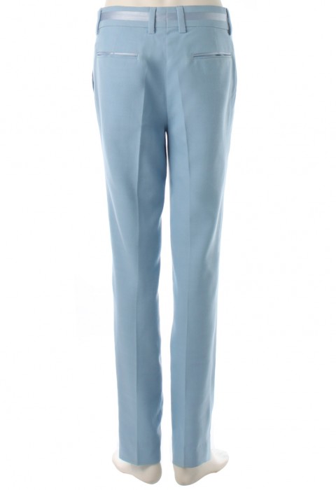 กางเกงสีฟ้าตัดต่อผ้าซาติน