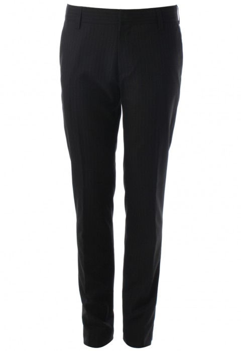 กางเกงสีดำทรงกระบอกผ้าริ้วลายทาง