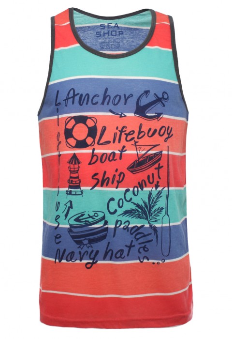 เสื้อกล้ามลายทางสลับสี พิมพ์ลายกราฟฟิค