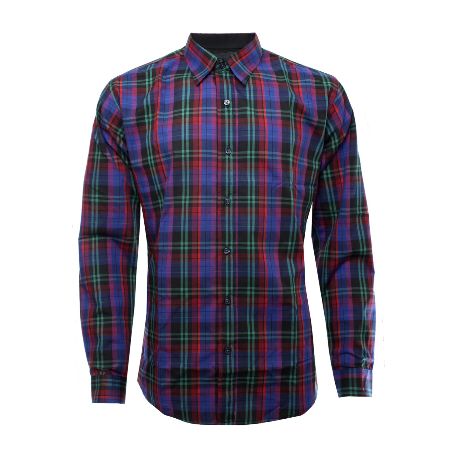 เสื้อเชิ้ตลายตารางสลับสีม่วง