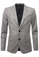 เสื้อสูท ผ้าลายตารางสีชมพู ผ้าวูล 100%