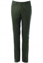 กางเกงสีเขียวขี้ม้ากระเป๋าทรงโค้ง ขากระบอกเล็ก