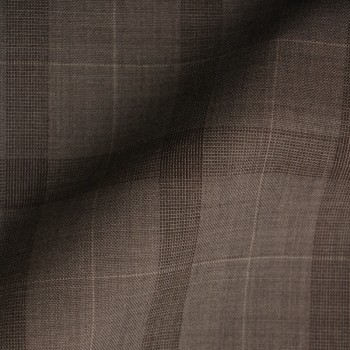 DARK BROWN WINDOWPANE PLAID WOOL BLEND