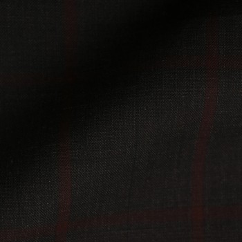 VERY DARK (MOSTLY BLACK) BROWN WINDOWPANE PLAID WOOL BLEND