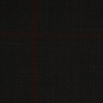VERY DARK (MOSTLY BLACK) BROWN WINDOWPANE PLAID WOOL BLEND