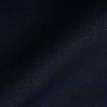 DARK NAVY BLUE  WINDOWPANE PLAID WOOL BLEND