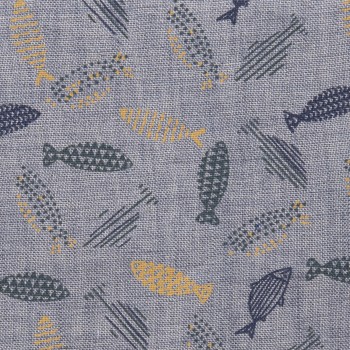 Gray Fish Print Linen Shirts