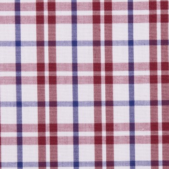 Red/Blue Windowpane Check Cotton Shirts