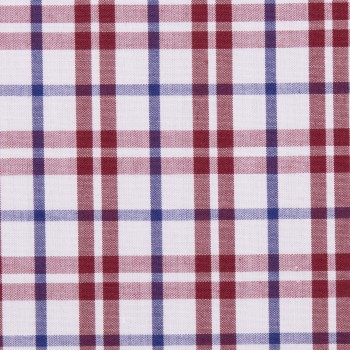 Red/Blue Windowpane Check Cotton Shirts