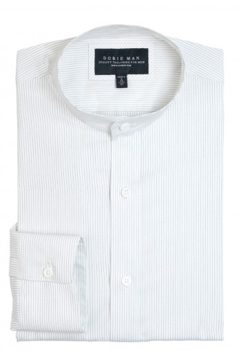 WHITE MANDARIN STRIPE SHIRT