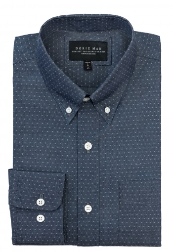 NAVY BLUE DENIM DOT SHIRT