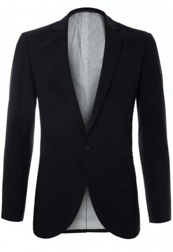 เสื้อสูทสีดำ กระดุมหนึ่งเม็ด ซับในลายทาง