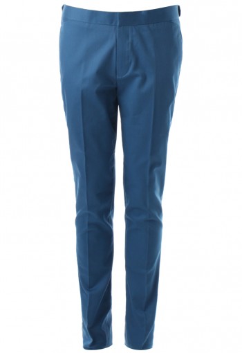 กางเกงสีน้ำเงินทรงกระบอกเล็ก ขอบอินทนู