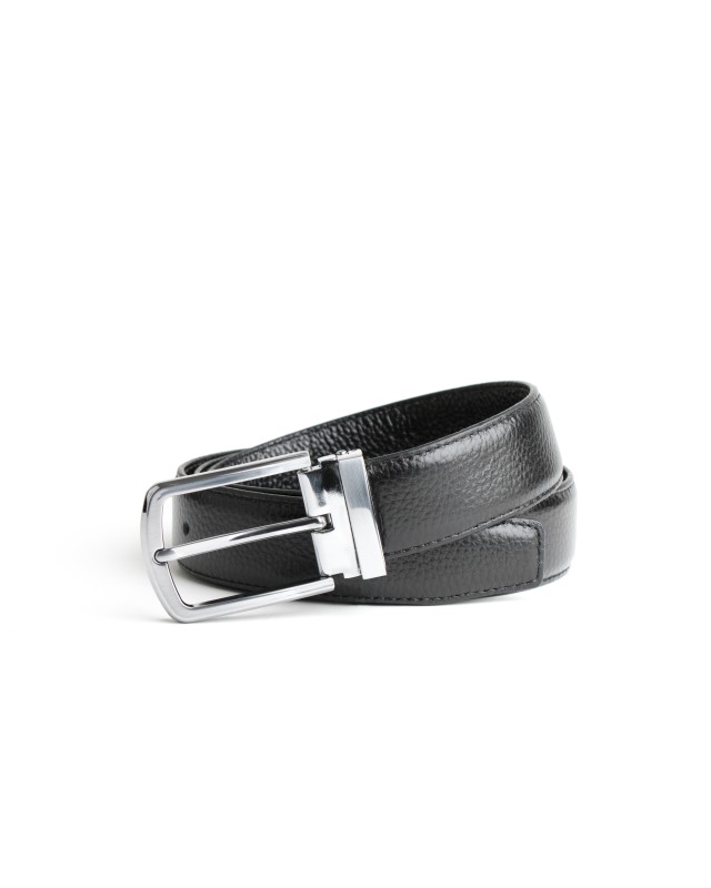 DGRIE ORIGINAL BLACK LEATHER BELT WITH SILVER TONE BUCKLE