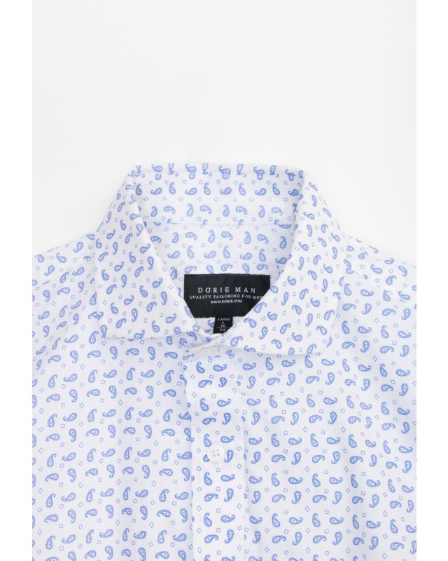 WHITE BLUE PAISLEY SHIRT 
