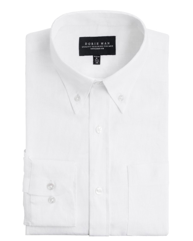 WHITE LINEN BUTTON DOWN SHIRT