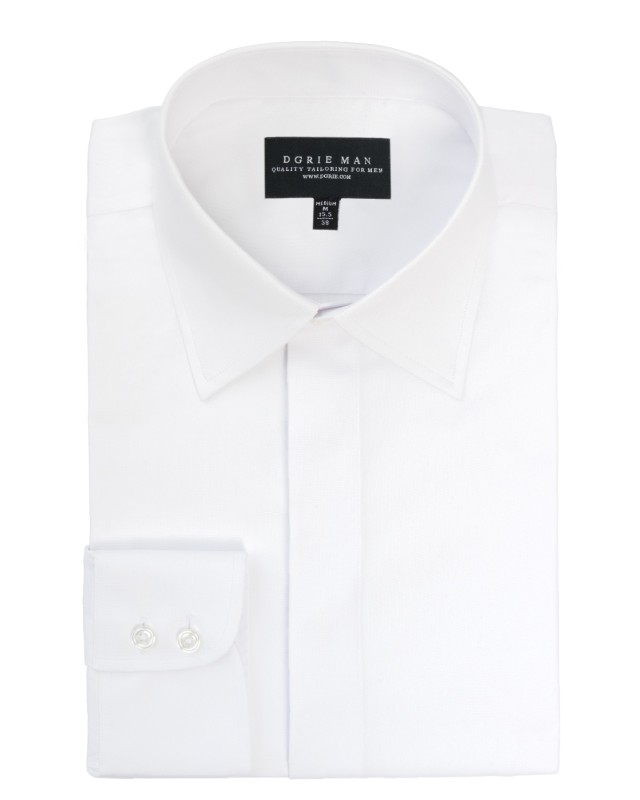 WHITE STRAIGHT POINT COLLAR SHIRT